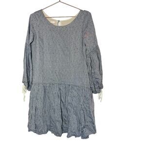 PAPER CROWN Women's Gray Speckled Copper Ties at Wrist Oversized Dress Size XS